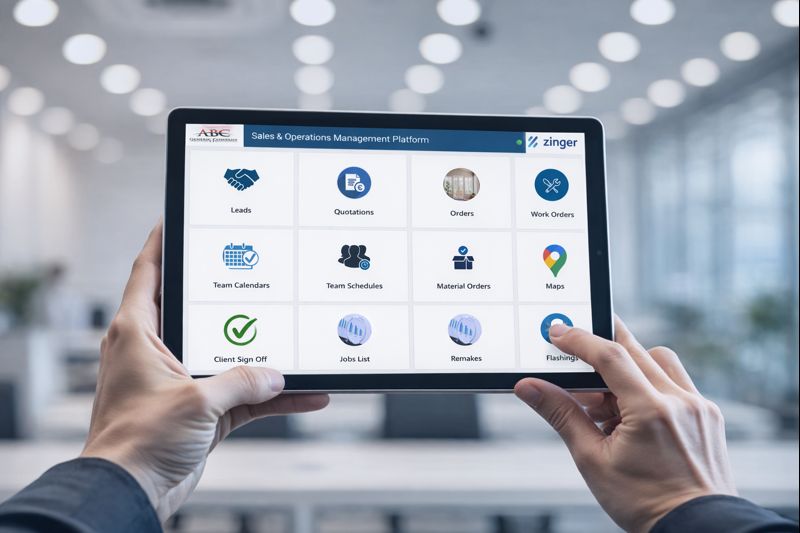 Window and door sales and operations app on tablet